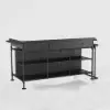 1525mm Kitchen Islands Extendable Faux Marble Top Industrial with 3-Drawer