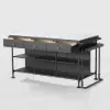 1525mm Kitchen Islands Extendable Faux Marble Top Industrial with 3-Drawer