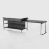 1525mm Kitchen Islands Extendable Faux Marble Top Industrial with 3-Drawer