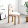 Japandi White Boucle Dining Chair Side Chair Natural Wood Legs