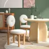 Japandi White Boucle Dining Chair Side Chair Natural Wood Legs