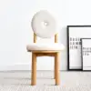 Japandi White Boucle Dining Chair Side Chair Natural Wood Legs