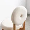 Japandi White Boucle Dining Chair Side Chair Natural Wood Legs