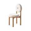 Japandi White Boucle Dining Chair Side Chair Natural Wood Legs