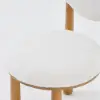 Japandi White Boucle Dining Chair Side Chair Natural Wood Legs