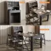 Farmhouse 1800 mm Extendable Rectangular Walnut & Gray Dining Table with Sideboard, Seats 4-5