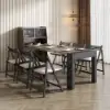 Farmhouse 1800 mm Extendable Rectangular Walnut & Gray Dining Table with Sideboard, Seats 4-5