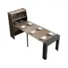 Farmhouse 1800 mm Extendable Rectangular Walnut & Gray Dining Table with Sideboard, Seats 4-5