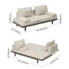 200 cm 3-Seater Cotton & Linen Convertible Sofa Bed with Pillows – 4 – Khaki Wood Sleeper