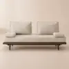 200 cm 3-Seater Cotton & Linen Convertible Sofa Bed with Pillows – 4 – Khaki Wood Sleeper