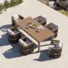 Wevara 7-Piece Outdoor Rope Weave Dining Set with 6 Chairs