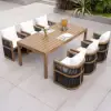 Wevara 7-Piece Outdoor Rope Weave Dining Set with 6 Chairs