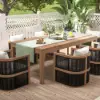 Wevara 7-Piece Outdoor Rope Weave Dining Set with 6 Chairs