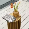 2 Pieces Rustic Round & Rectangle Teak Wood Outdoor Coffee Table Set in Natural