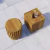 2 Pieces Rustic Round & Rectangle Teak Wood Outdoor Coffee Table Set in Natural
