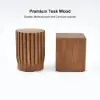 2 Pieces Rustic Round & Rectangle Teak Wood Outdoor Coffee Table Set in Natural