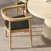 Acurv Natural PU Leather Upholstery Dining Chair with Wooden Legs, 1 Piece