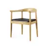 Acurv Natural PU Leather Upholstery Dining Chair with Wooden Legs, 1 Piece