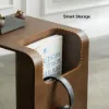 Modern 610 mm Walnut Multi-Purpose End Table with Magazine Rack
