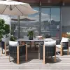 7 Pieces Modern Outdoor Dining Set with Rectangle Table and Woven Rope Chair in Grey
