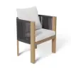 7 Pieces Modern Outdoor Dining Set with Rectangle Table and Woven Rope Chair in Grey