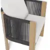 7 Pieces Modern Outdoor Dining Set with Rectangle Table and Woven Rope Chair in Grey