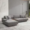 Vewal 320 cm L-Shaped Velvet Modular Sectional Sofa with Chaise & Ottoman