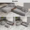 Vewal 320 cm L-Shaped Velvet Modular Sectional Sofa with Chaise & Ottoman