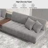 Vewal 320 cm L-Shaped Velvet Modular Sectional Sofa with Chaise & Ottoman