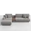 Vewal 320 cm L-Shaped Velvet Modular Sectional Sofa with Chaise & Ottoman