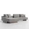 Vewal 320 cm L-Shaped Velvet Modular Sectional Sofa with Chaise & Ottoman