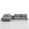 Vewal 320 cm L-Shaped Velvet Modular Sectional Sofa with Chaise & Ottoman