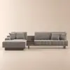 Vewal 320 cm L-Shaped Velvet Modular Sectional Sofa with Chaise & Ottoman