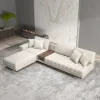 Vewal 320 cm L-Shaped Performance Leather Modular Sectional Sofa with Chaise & Ottoman – Lshaped Milky White