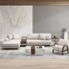Vewal 320 cm L-Shaped Performance Leather Modular Sectional Sofa with Chaise & Ottoman – Lshaped Milky White