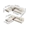 Vewal 320 cm L-Shaped Performance Leather Modular Sectional Sofa with Chaise & Ottoman – Lshaped Milky White