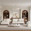 Vewal 320 cm L-Shaped Performance Leather Modular Sectional Sofa with Chaise & Ottoman – Lshaped Milky White