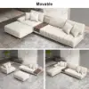 Vewal 320 cm L-Shaped Performance Leather Modular Sectional Sofa with Chaise & Ottoman – Lshaped Milky White