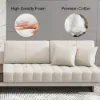 Vewal 320 cm L-Shaped Performance Leather Modular Sectional Sofa with Chaise & Ottoman – Lshaped Milky White