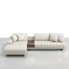 Vewal 320 cm L-Shaped Performance Leather Modular Sectional Sofa with Chaise & Ottoman – Lshaped Milky White