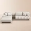 Vewal 320 cm L-Shaped Performance Leather Modular Sectional Sofa with Chaise & Ottoman – Lshaped Milky White