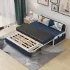 Modern 183 cm 2-Seater Linen Sleeper Sofa – Blue Cotton Upholstered