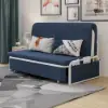 Modern 183 cm 2-Seater Linen Sleeper Sofa – Blue Cotton Upholstered