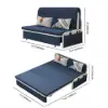 Modern 183 cm 2-Seater Linen Sleeper Sofa – Blue Cotton Upholstered