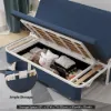 Modern 183 cm 2-Seater Linen Sleeper Sofa – Blue Cotton Upholstered