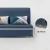Modern 183 cm 2-Seater Linen Sleeper Sofa – Blue Cotton Upholstered