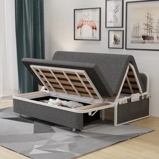 Modern 153 cm 2-Seater Linen Sleeper Sofa