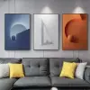 3 Pieces Modern Wall Decor for Living Room Abstract Art Canvas Print with Metal Frame