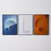 3 Pieces Modern Wall Decor for Living Room Abstract Art Canvas Print with Metal Frame