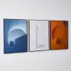 3 Pieces Modern Wall Decor for Living Room Abstract Art Canvas Print with Metal Frame